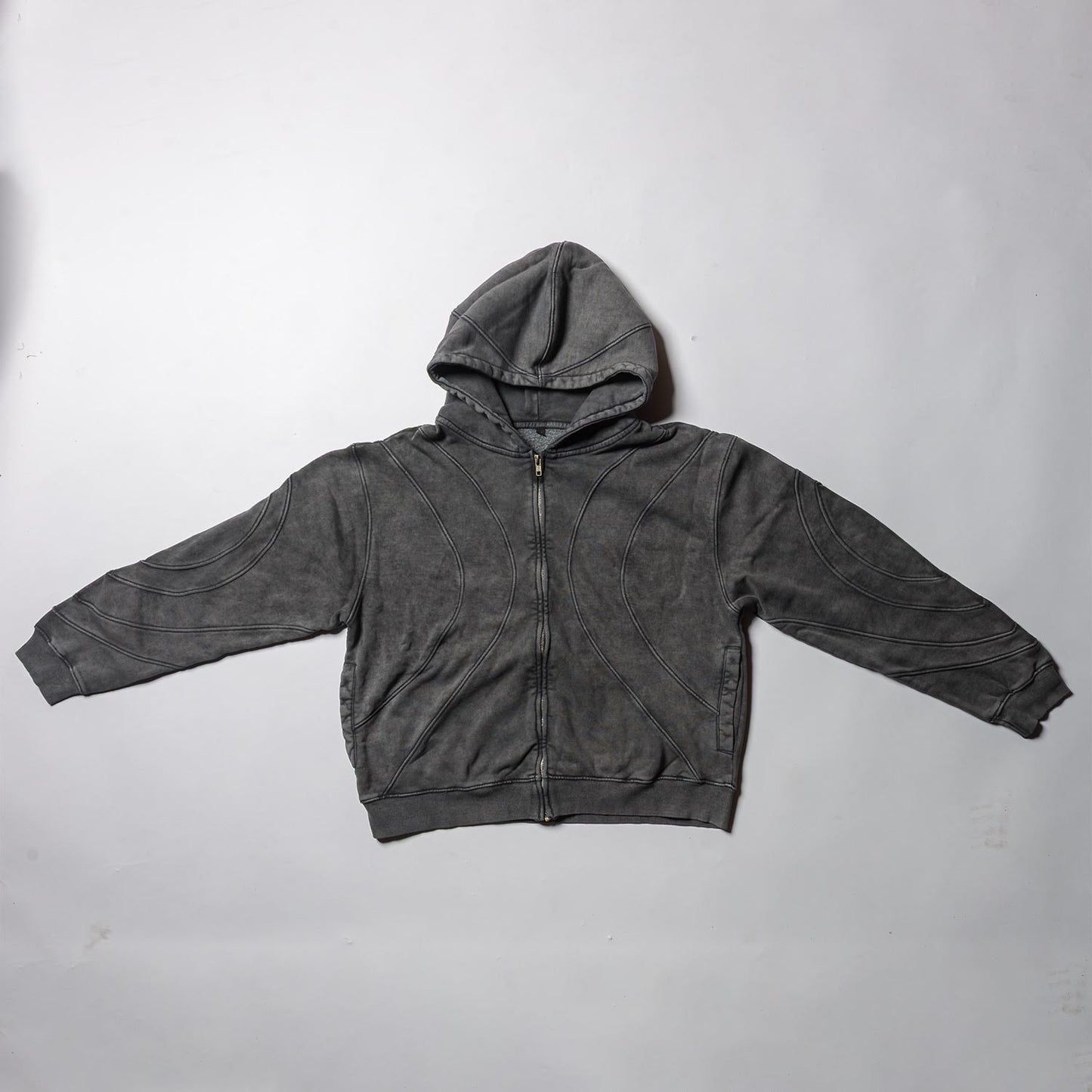 Black Acid Wash Stitched Set Size M