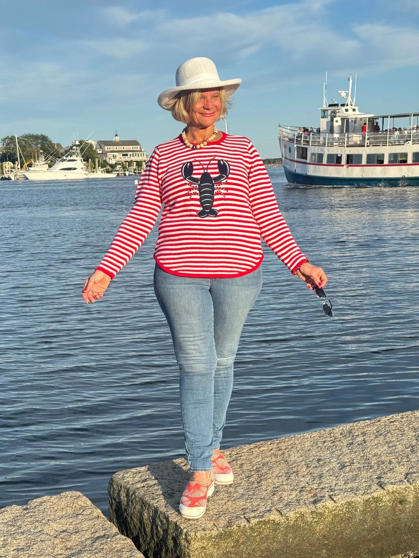 RED STRIPED LOBSTER SWEATER