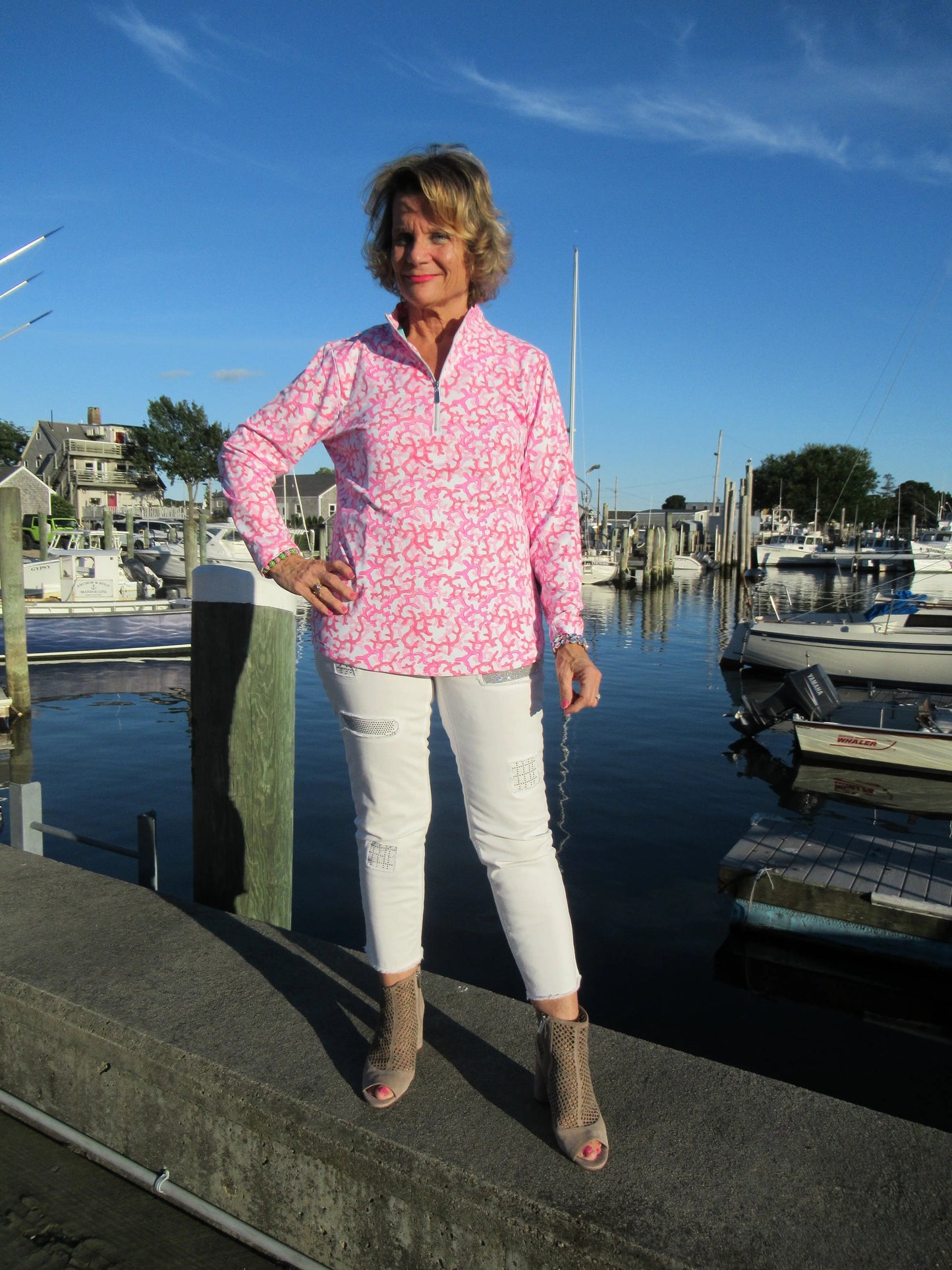 PINK REEF ZIPPER TOP