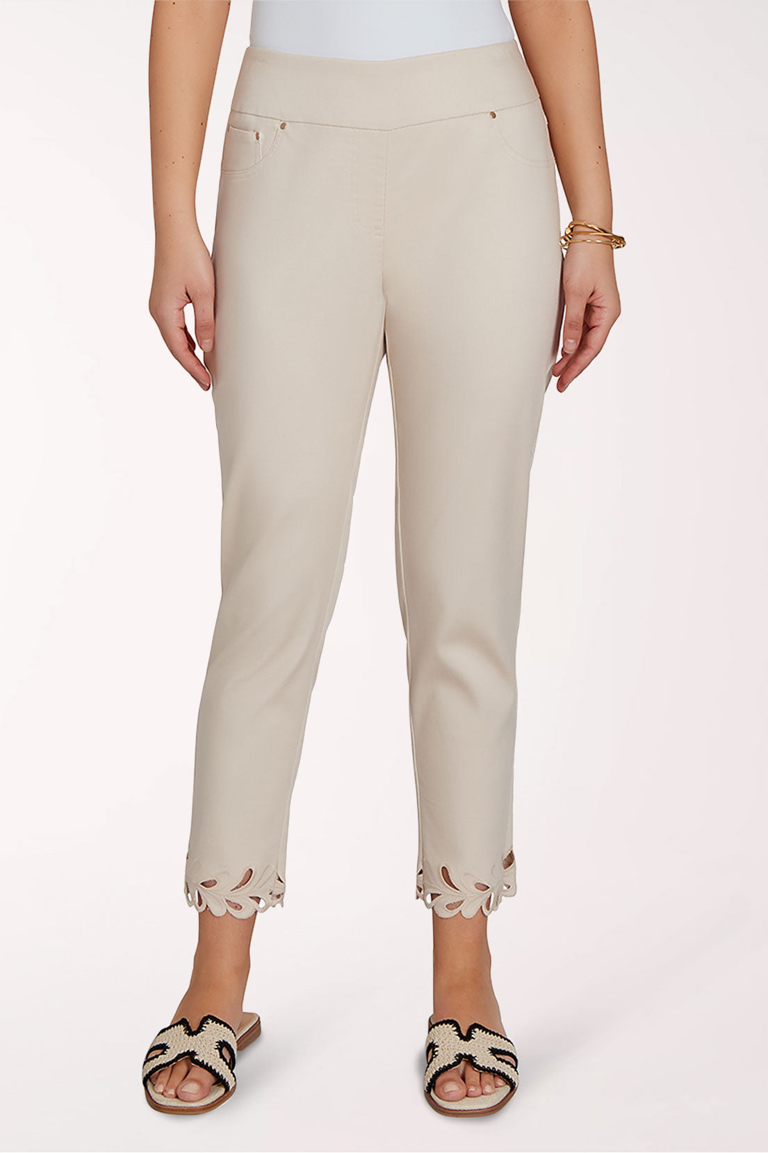 Tropical Noir Cutout Hem Tencel Denim Pant
