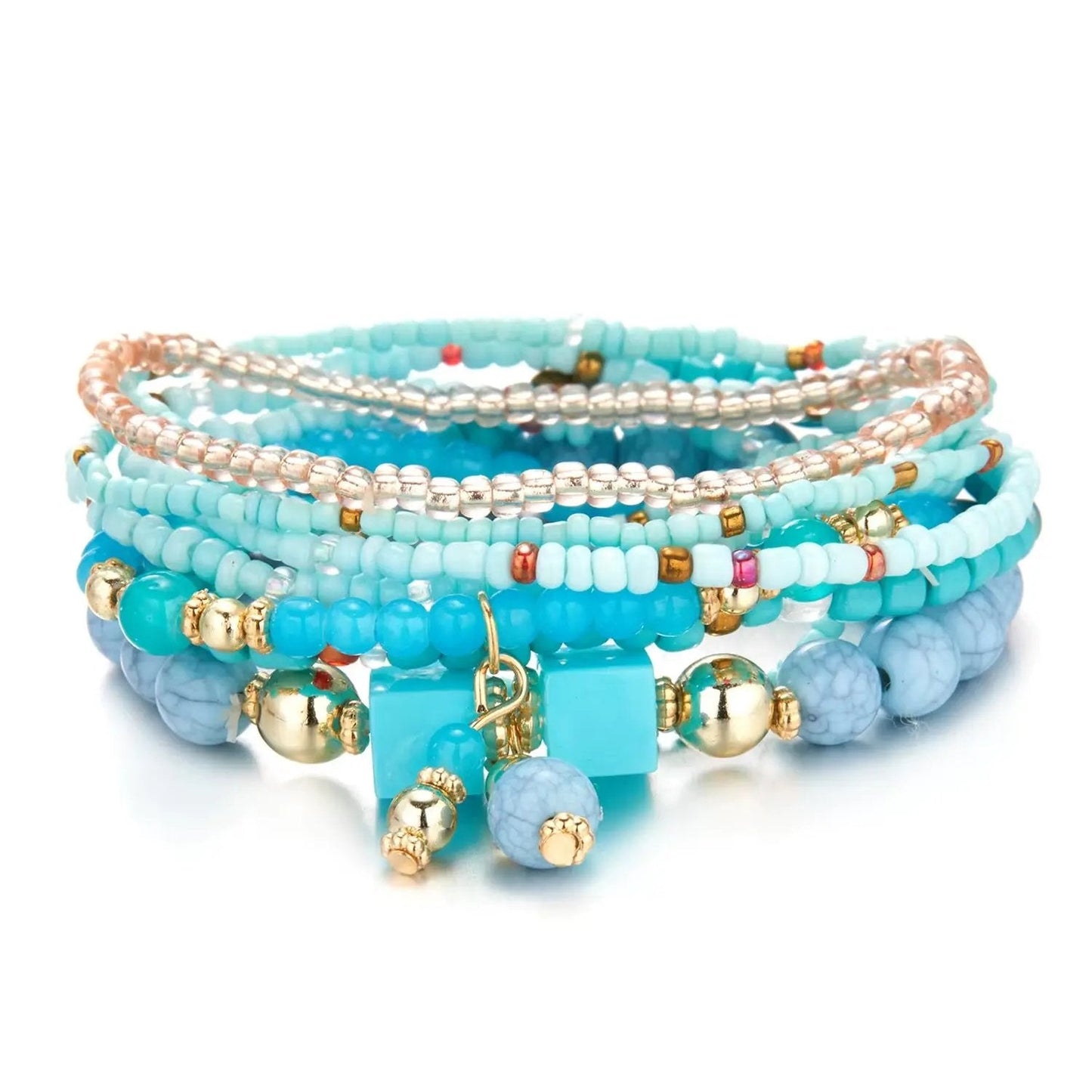 Stackable stretch Multilayered Bracelet Set 8 Layers