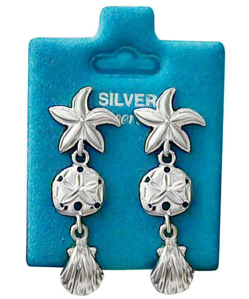 Made In USA Starfish Sand Dollar Shell Dangle Gold / Silver