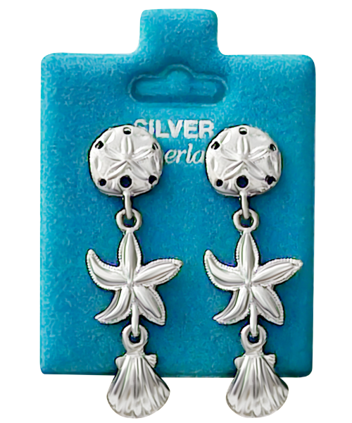 Made In USA Sand Dollar Starfish Shell Dangle Gold / Silver