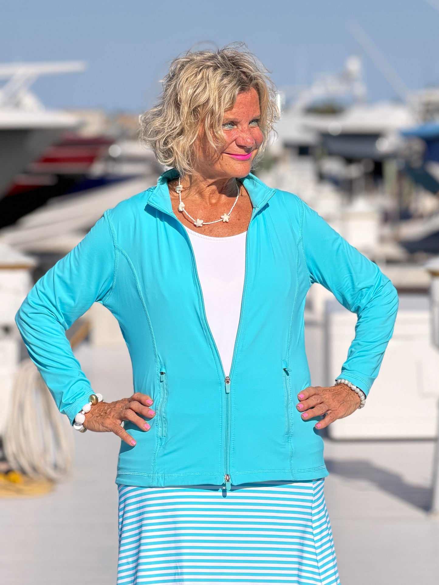 OCEAN BLUE STRIPED SKORT