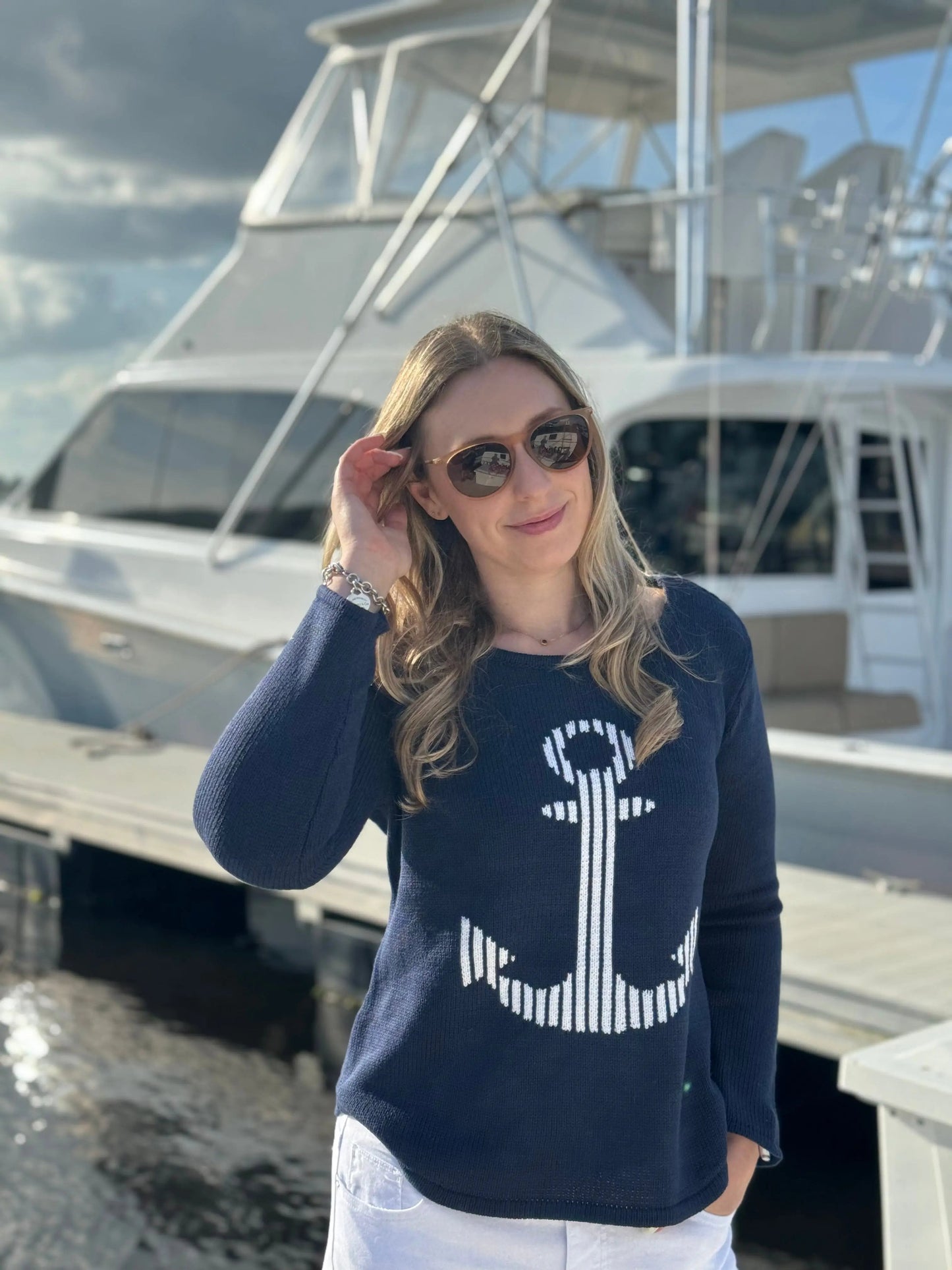NAVY ANCHOR SWEATER