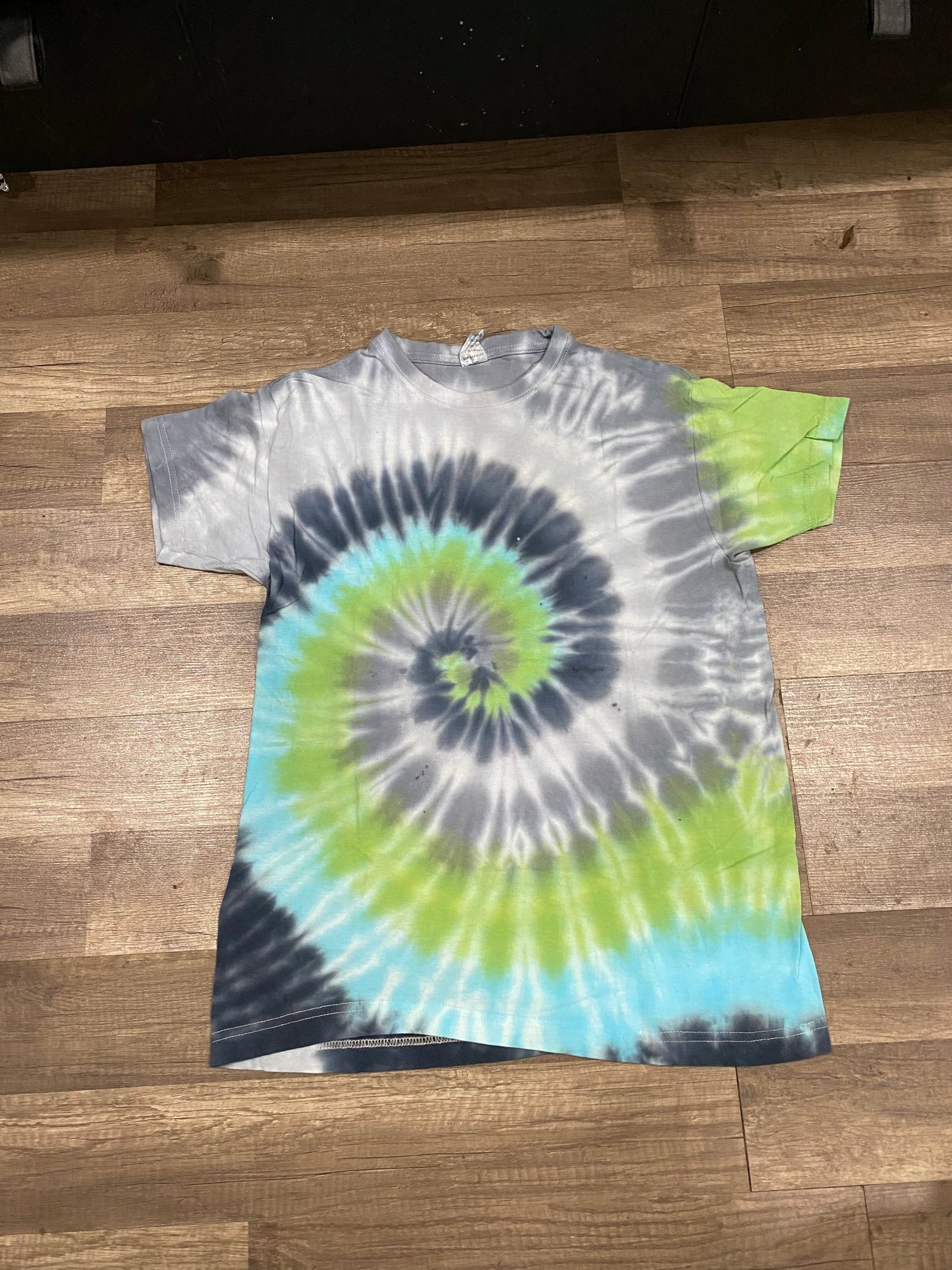 green tie dye shirt