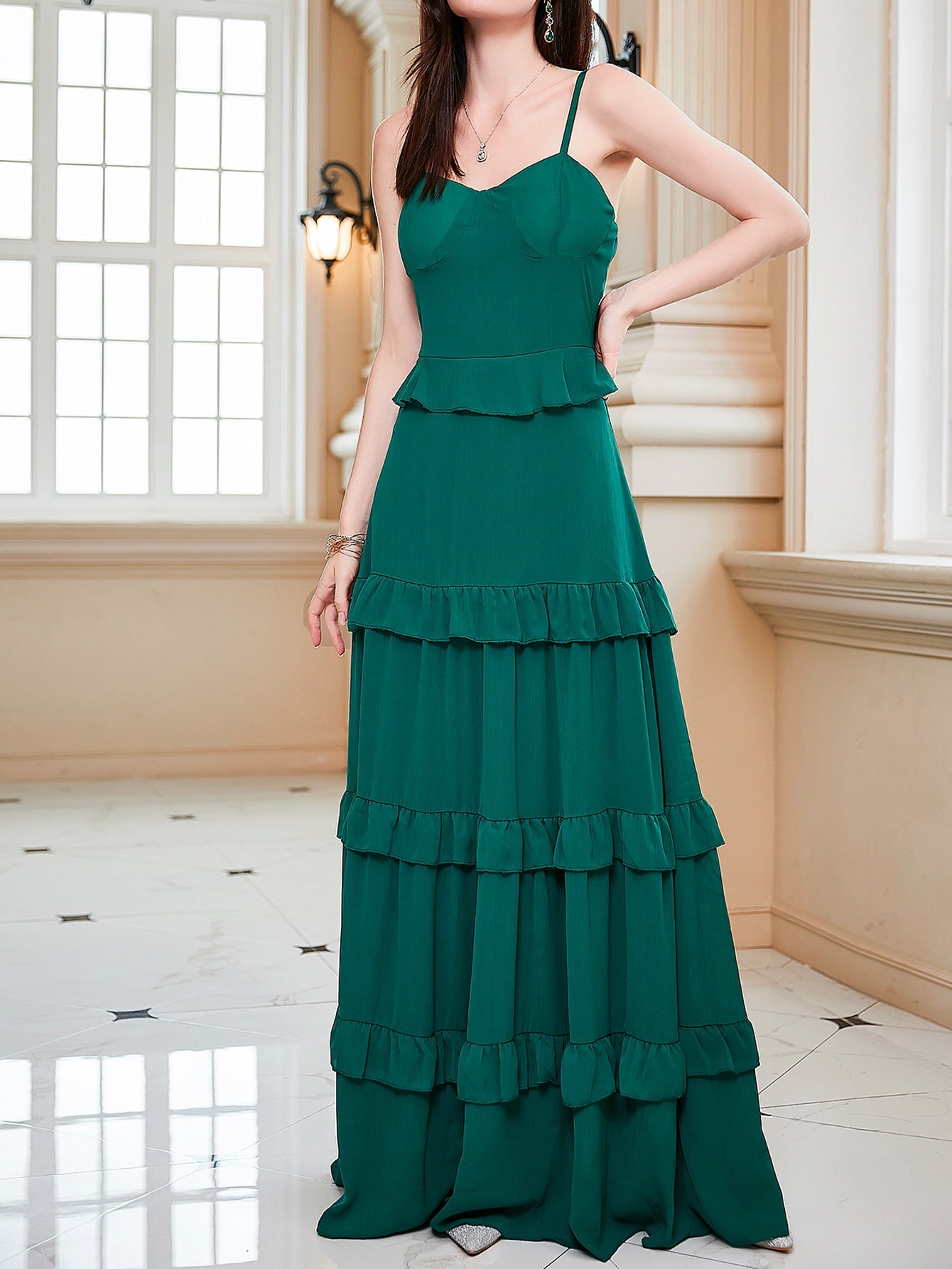 Corset Dress Sling Green Dress