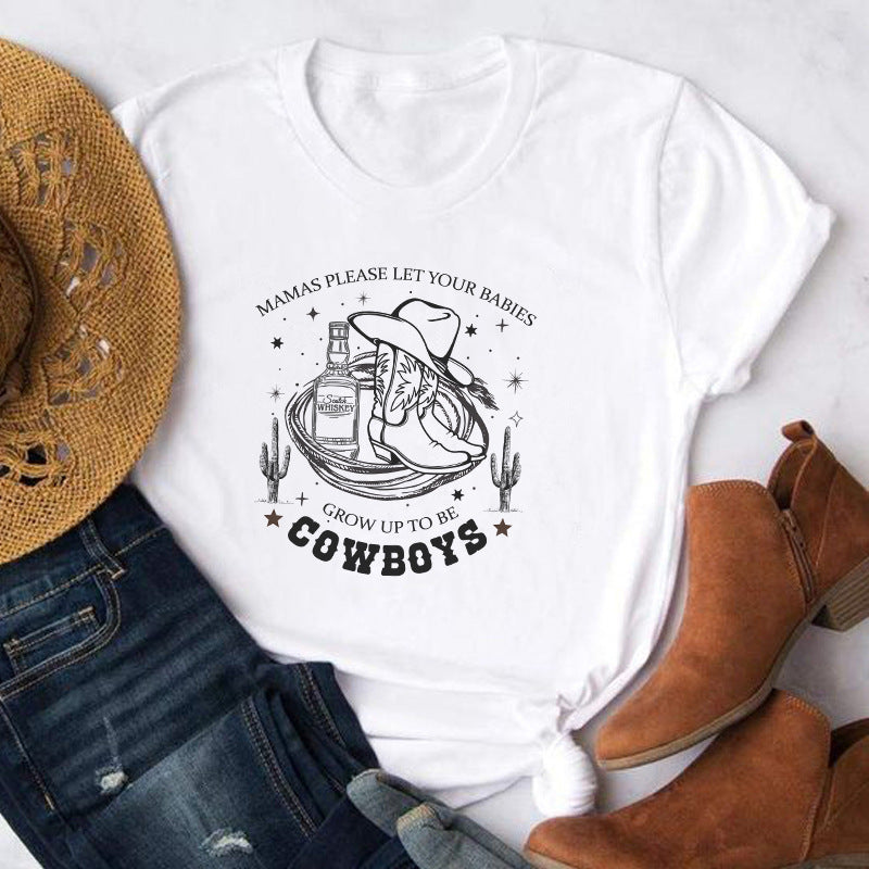 Denim Graphic T-Shirt Vintage Western