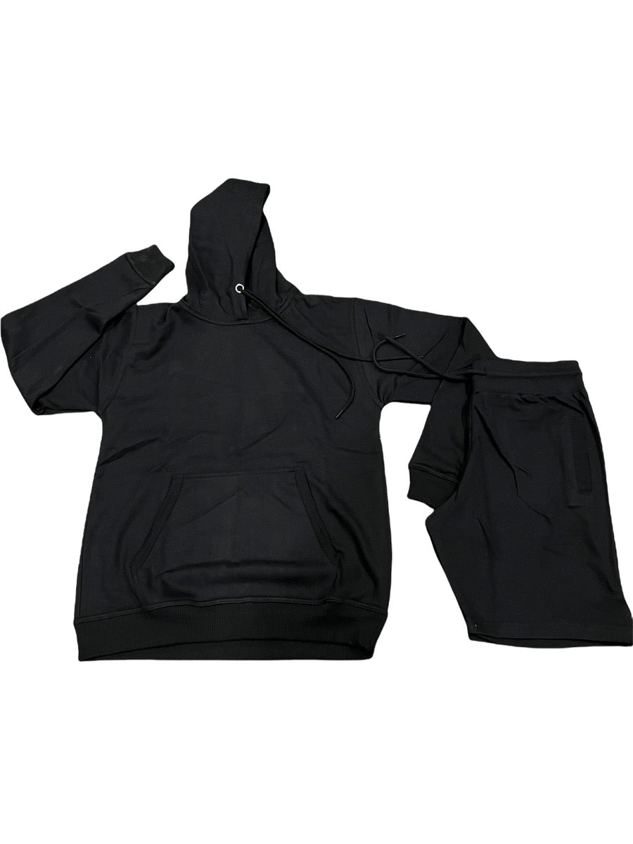 Black Hoodie Short Set