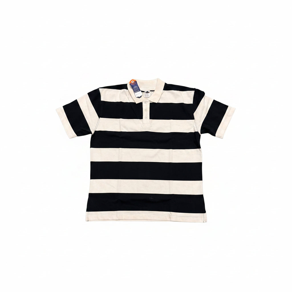 Stripe Polo Short Sleeve Black