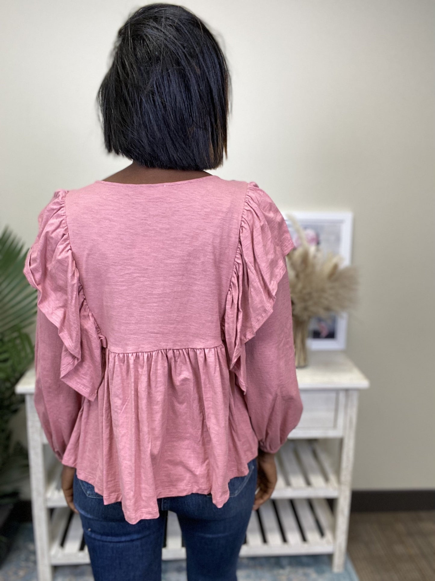 Fun Fact Women's Embroidered V-Neck Long Sleeve Top
