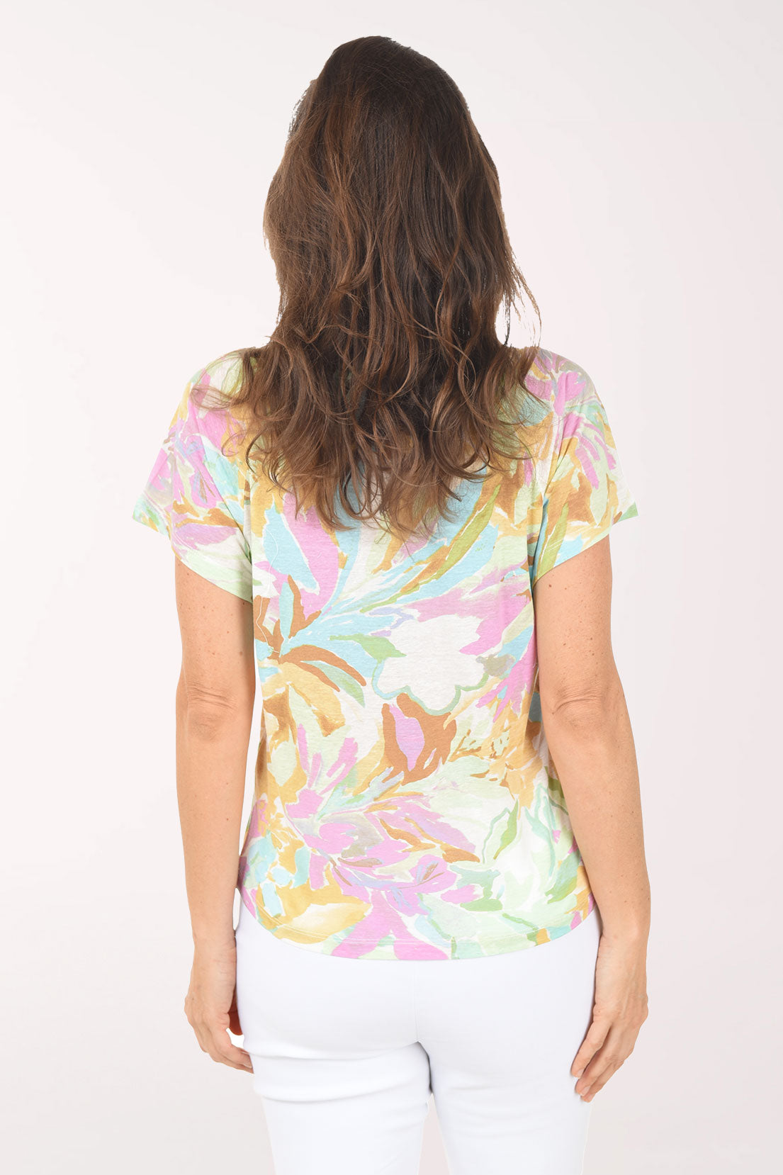 Wisteria Linen-Blend Pleated Raglan Tee