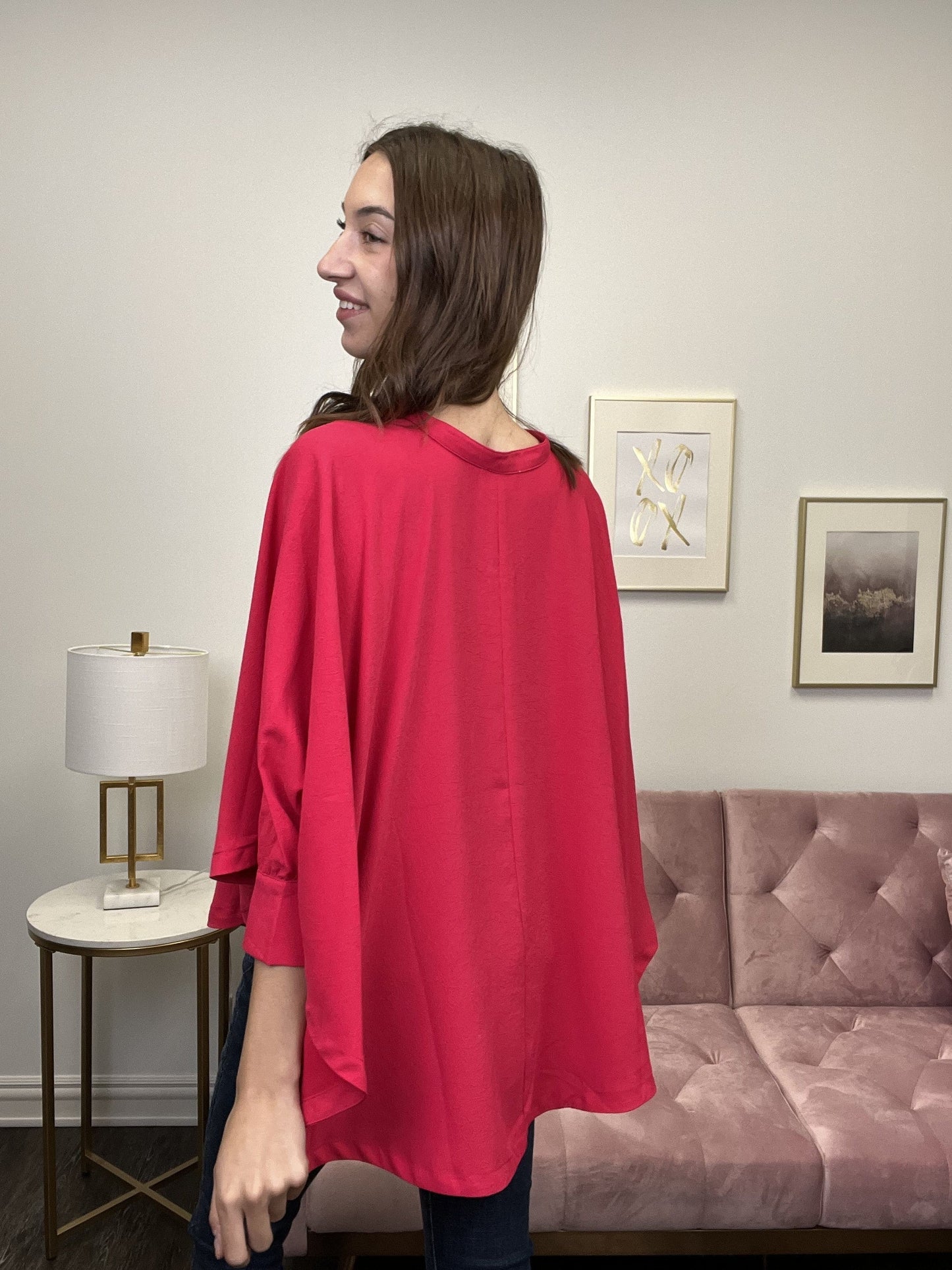 Live What You Love Women's Loose Half Button Down Top