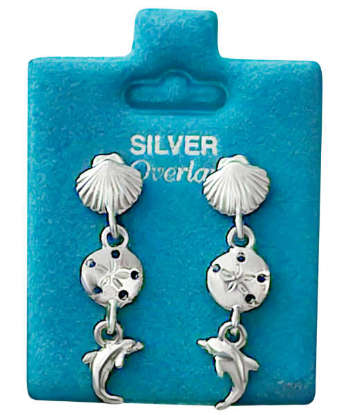Made In USA Shell Sand Dollar Dolphin Dangles Gold Silver