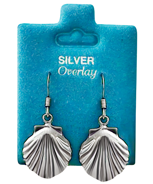 Made In USA Scallop Shell Dangle Earrings Gold or Silver