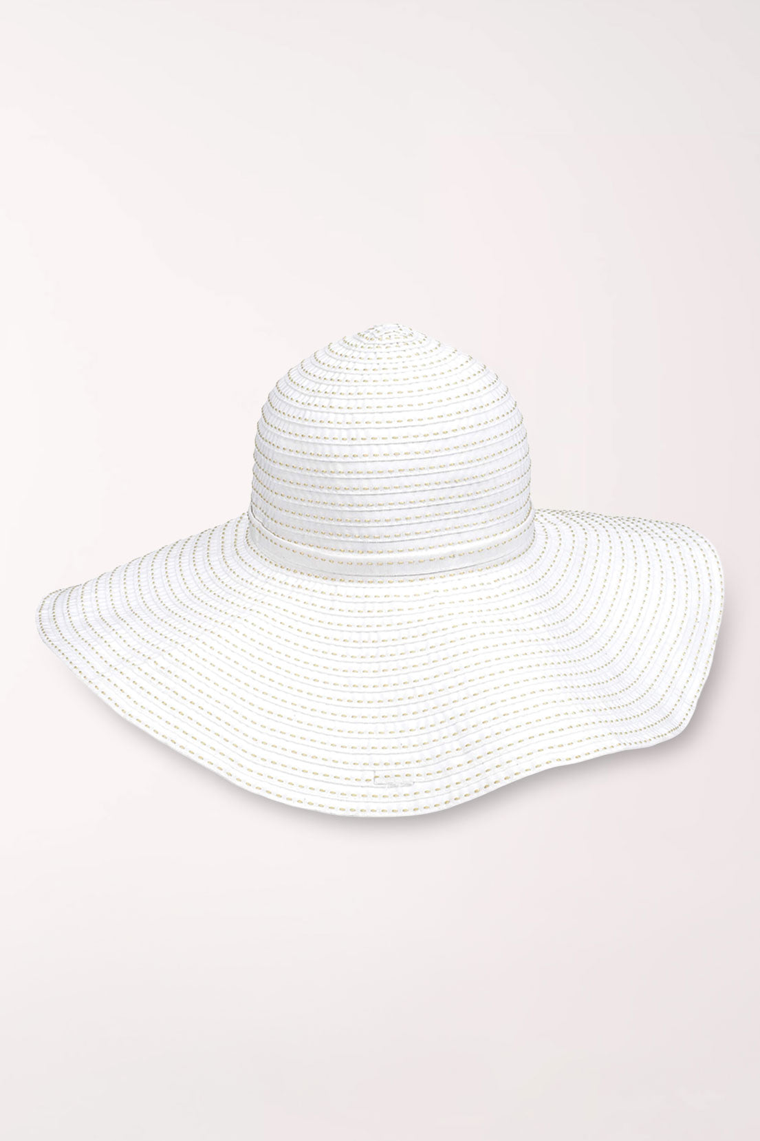 White Floppy Stitched Ribbon Sun Hat