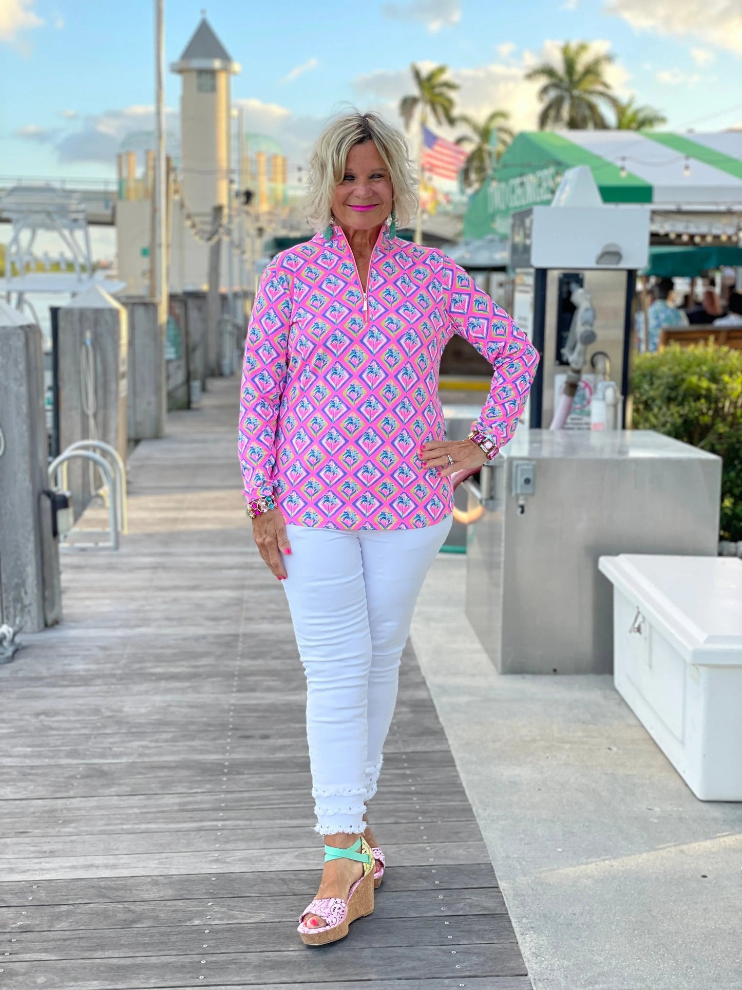 PALM TREE SIESTA HALF ZIPPER