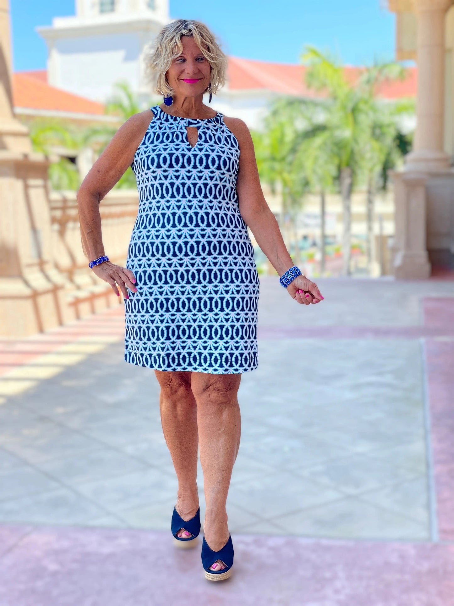 MELINA BLUE KEYHOLE DRESS