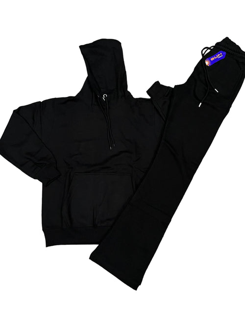 Flare Pants and Hoody Set Black