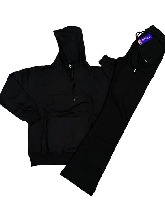 Flare Pants and Hoody Set Black