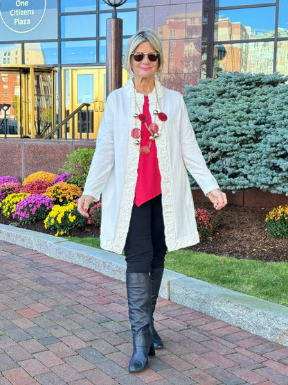 LULU-B WINTER WHITE ROUGED CARDIGAN