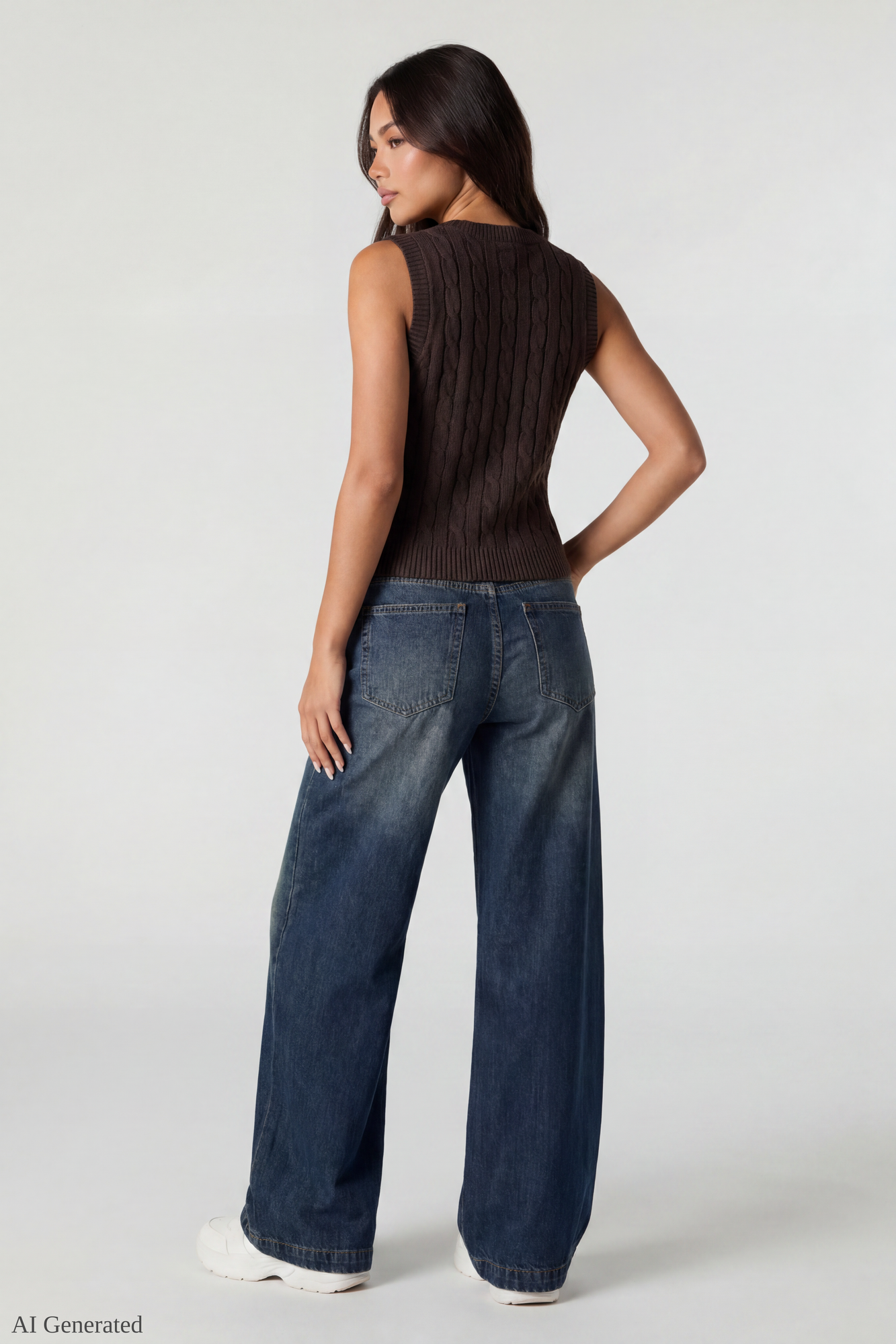 Cable Knit Button-Up Sweater Vest