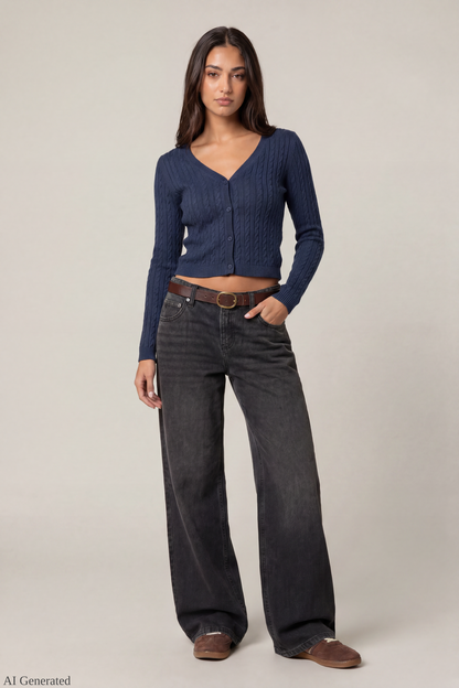 Cable Knit Button-Up Cardigan