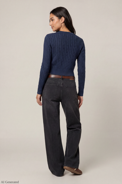 Cable Knit Button-Up Cardigan