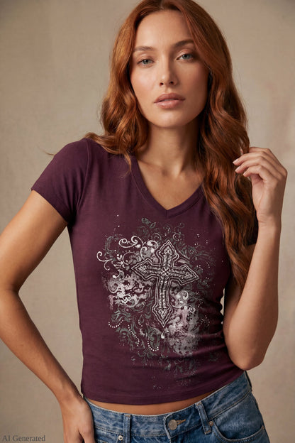 Graphic V-Neck T-Shirt
