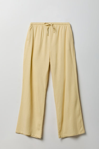 Linen-Blend Flowy Wide Leg Pant