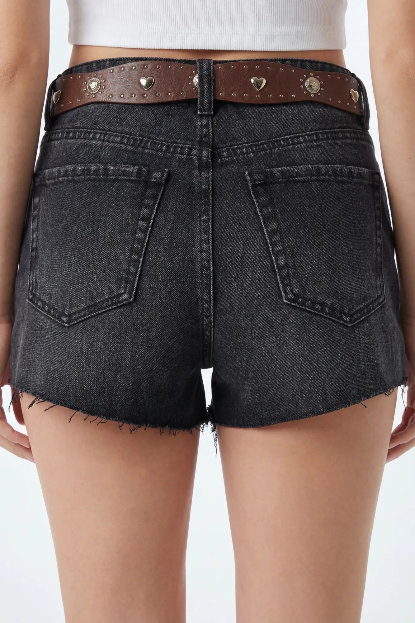 Ripped Denim Short with Belt