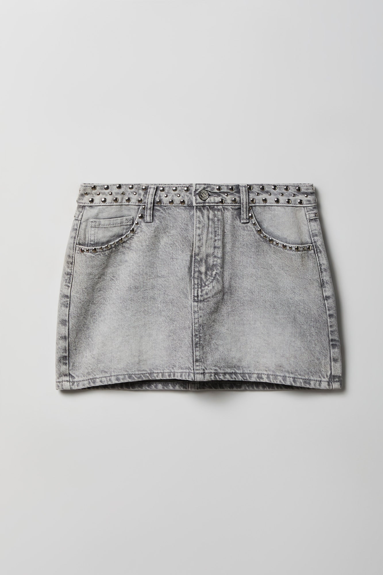 Studded Denim Mini Skirt