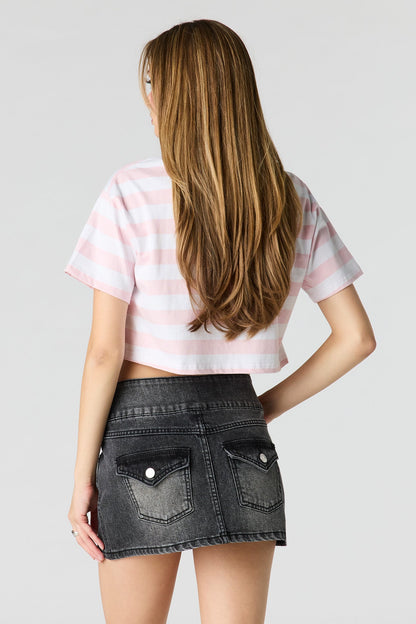 Low Rise Denim Micro Skort