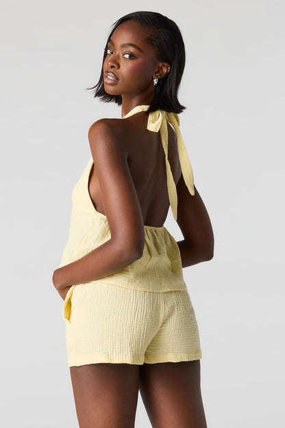 Textured Drawstring Short