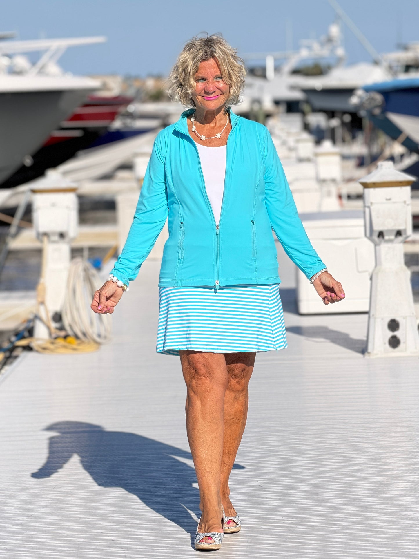 OCEAN BLUE STRIPED SKORT