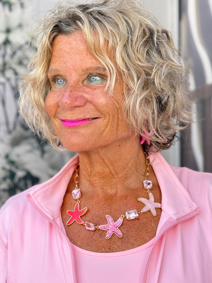 Pink Starfish Necklace Set