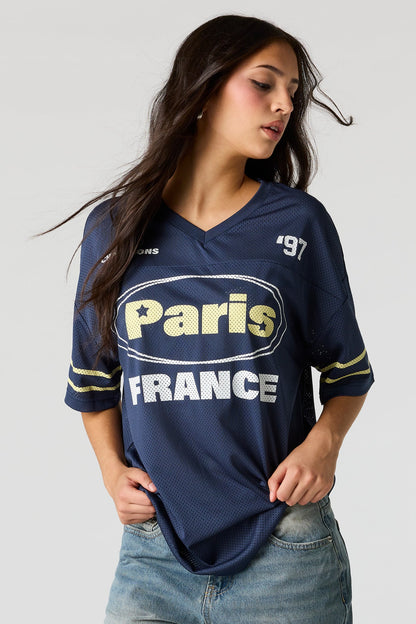 Mesh Graphic V-Neck Jersey