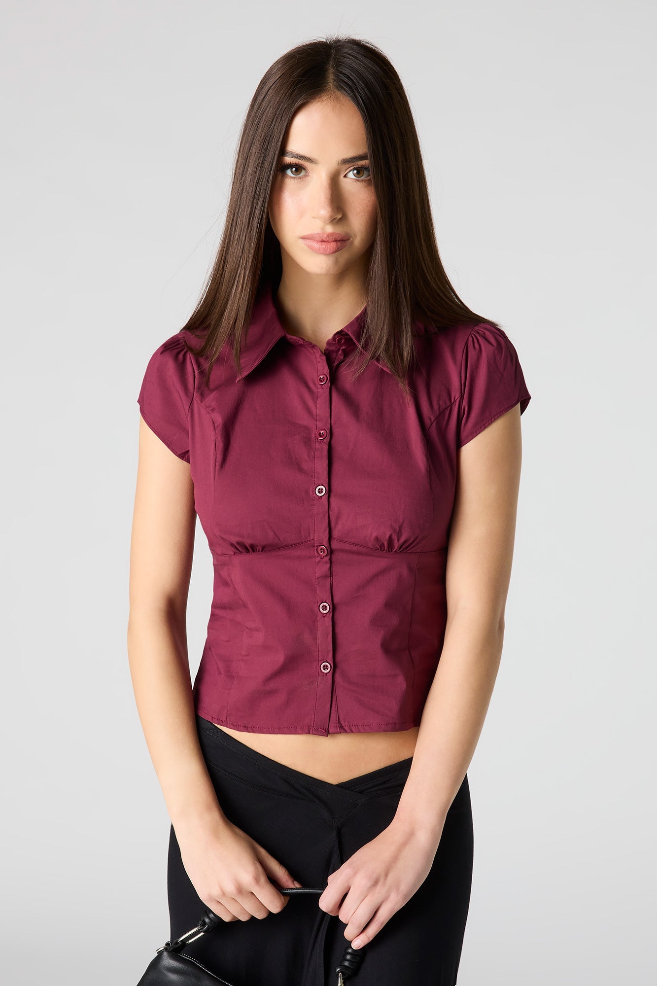 Button-Up Fitted Collared Top
