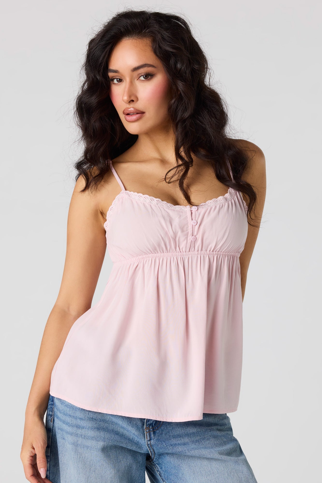 Lace Trim Babydoll Tank