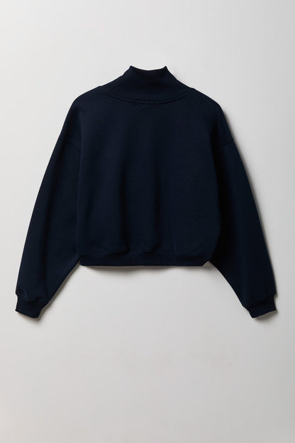 Fleece Boxy Mock Neck Sweatshirt