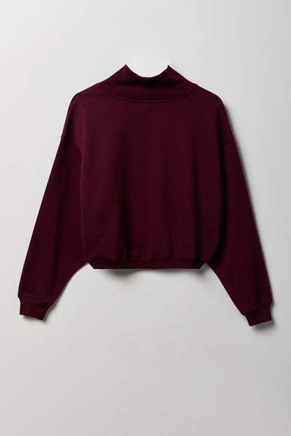 Fleece Boxy Mock Neck Sweatshirt
