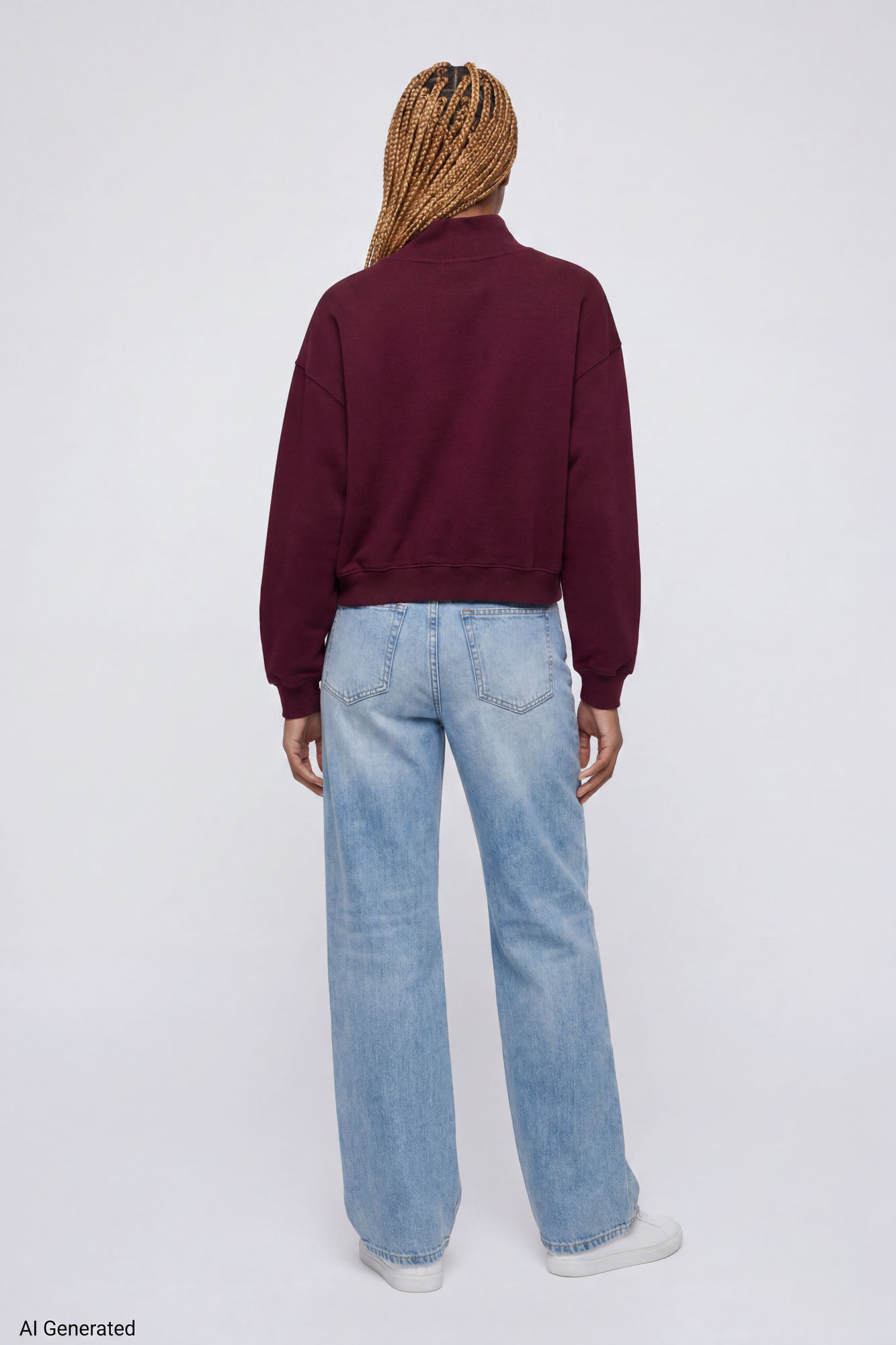 Fleece Boxy Mock Neck Sweatshirt