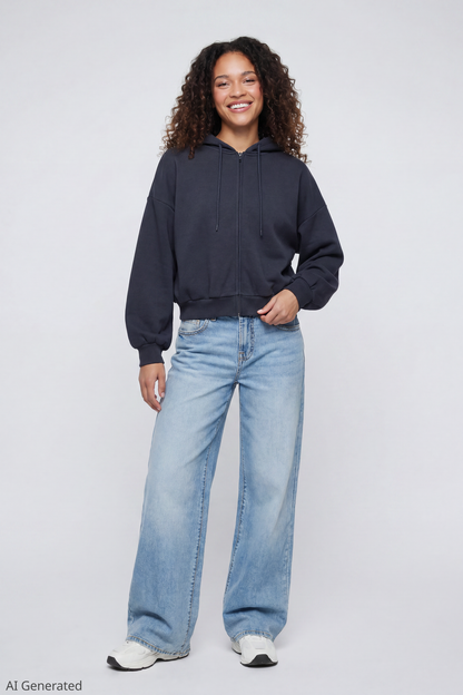Fleece Boxy Zip Hoodie
