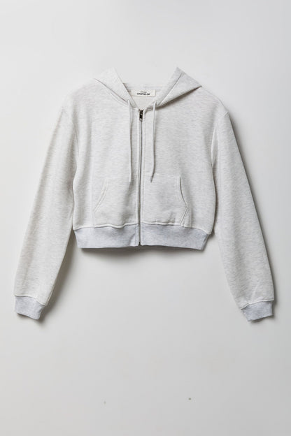 Fleece Cropped Zip Hoodie
