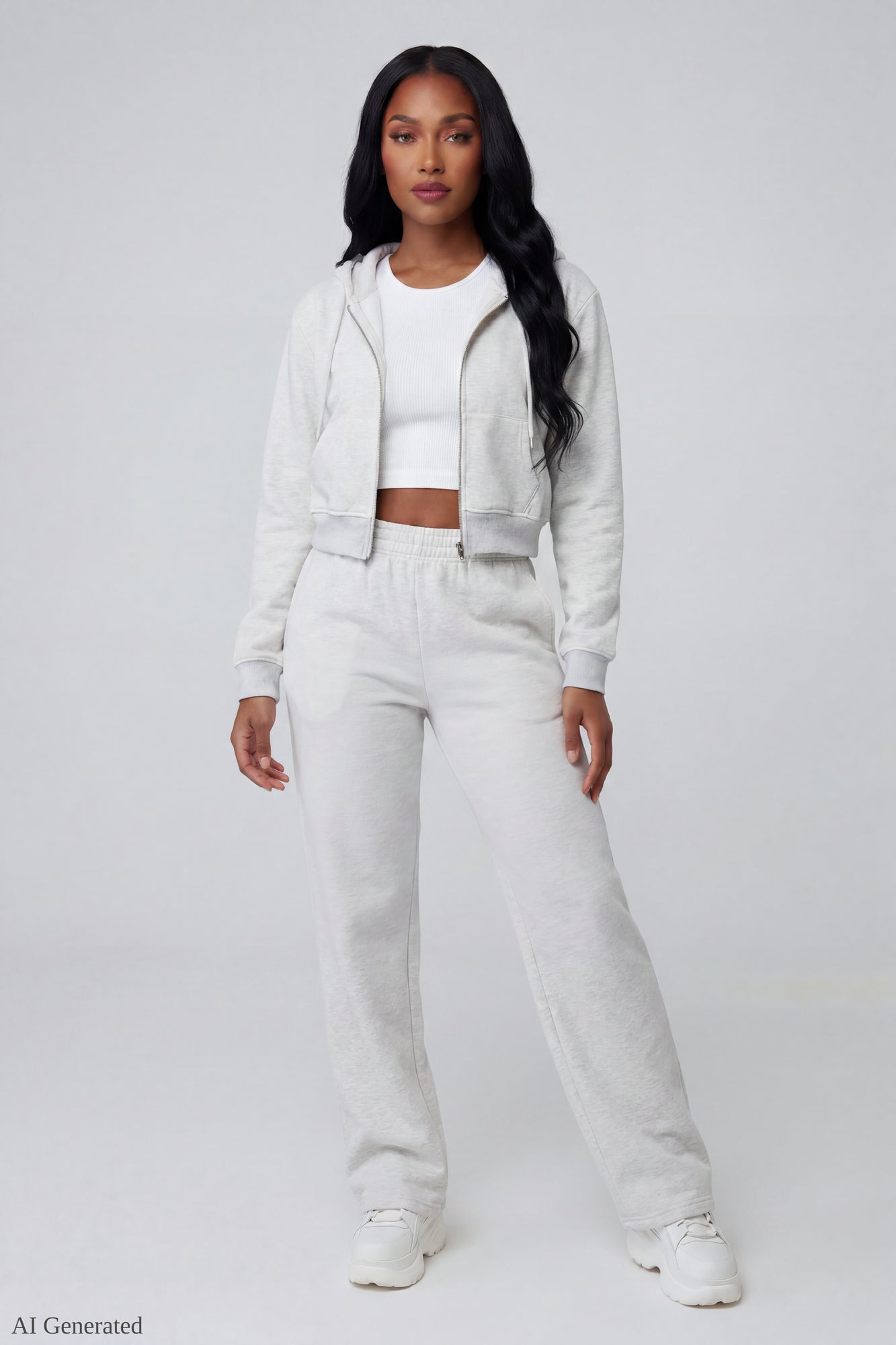 Fleece Cropped Zip Hoodie