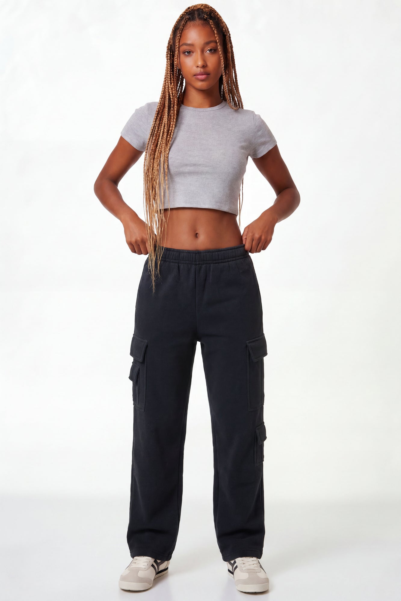 Fleece Low Rise Wide Leg Cargo Sweatpant