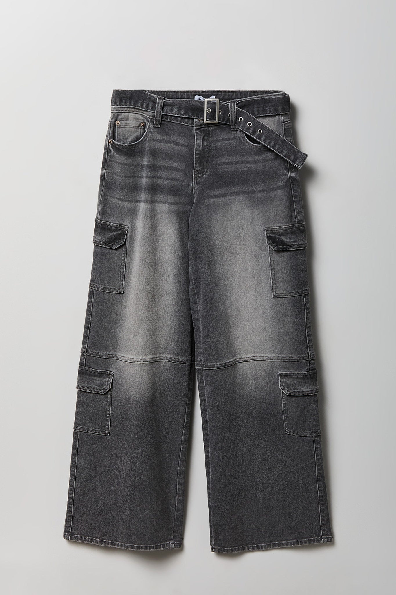 Stretch Low Rise Belted Cargo Jean