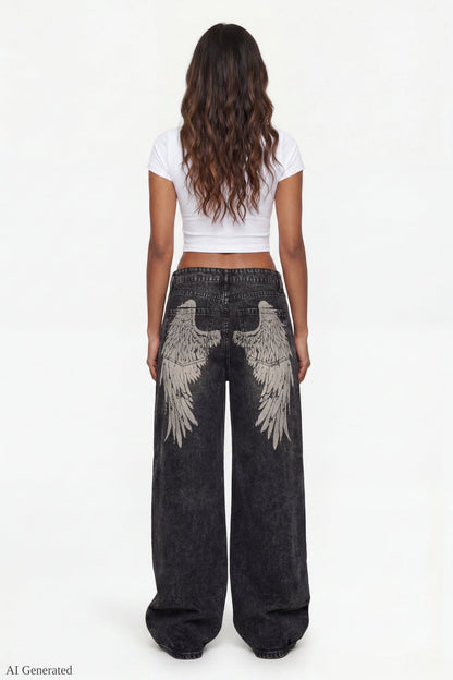 Low Rise Super Baggy Angel Wing Jean