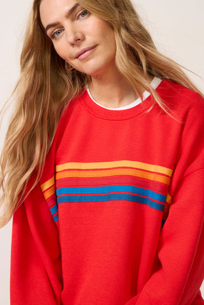 5 Stripe Relaxed Crew Sweatshirt