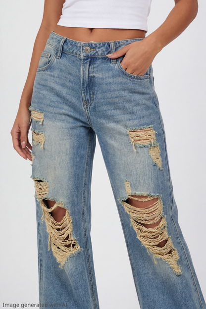 Brooklyn Ripped Low Rise Baggy Medium Jean